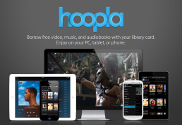 Hoopla image with picture of smart phone and e reader devices