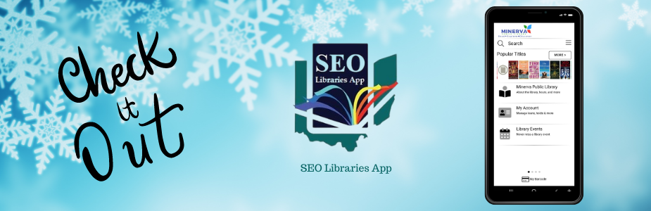 blue background with white frost, a picture of the seo logo (ohio ) and a cell phone